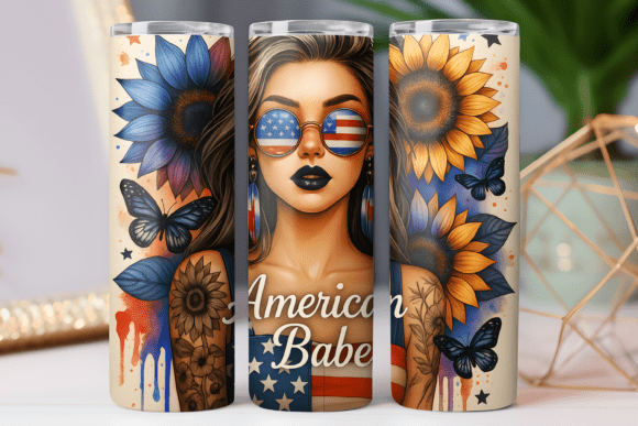American Girl Patriotic Tumbler Wrap Png: Tumbler Wraps Graphics