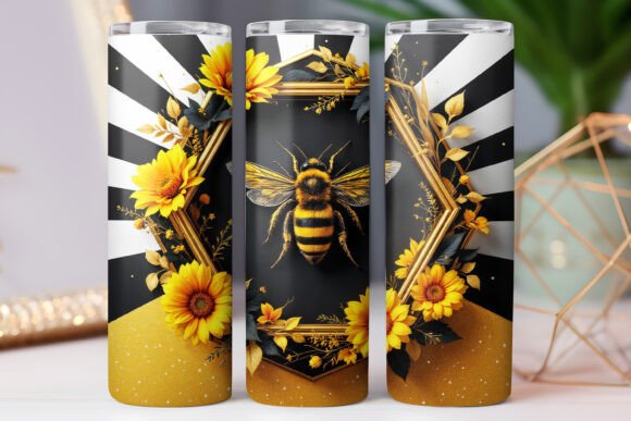 Bee and Sunflower Graphics for Tumbler Wraps