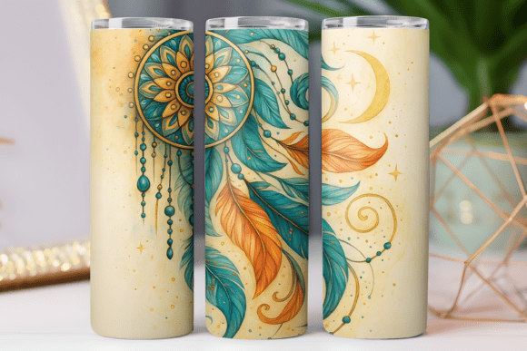 Boho Floral Tumbler Wrap 20oz Photo Png