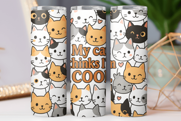 Cat Cute Kitty Tumbler Wrap 20oz Design: Graphics for Tumbler Wraps