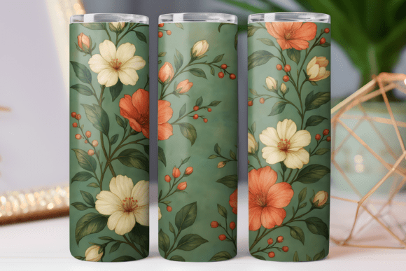 Cherry Blossom Floral Skinny Art Tumbler Graphics Freebie