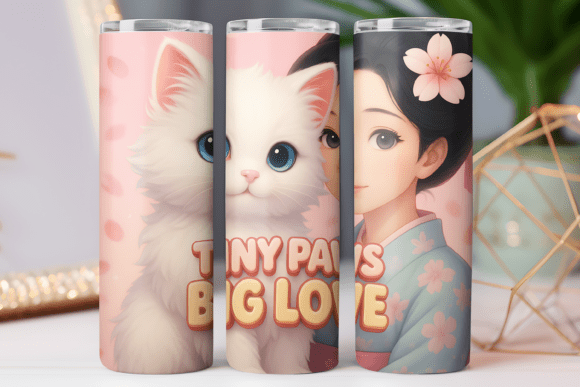 Cute Kitty Tumbler Wrap Graphics for Designers