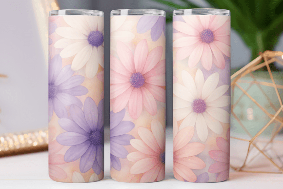 Daisy Retro Floral Tumbler Wrap Png Art Graphics for Tumbler Wraps