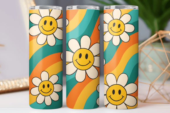 Daisy Smile Flower Graphics for Tumbler Wraps