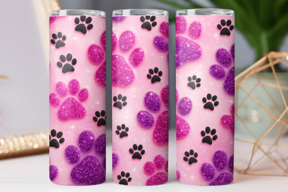 Dog Paw Tumbler Photo Design Wrap: Graphics for Tumbler Wraps