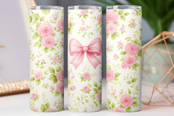 Floral Bow Tumbler Wrap Skinny Art 20oz: Graphics & Tumbler Wraps