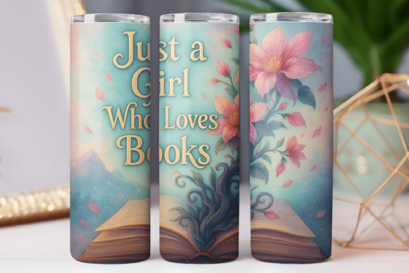 Girl Book Lover Tumbler Wrap: Tumbler Wraps & Graphics