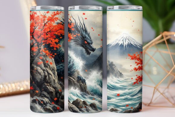 Japanese Dragon Tumbler Wraps Graphics Design
