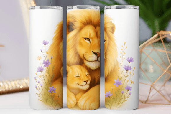Lion Floral Tumbler Wrap: Skinny Art Graphics