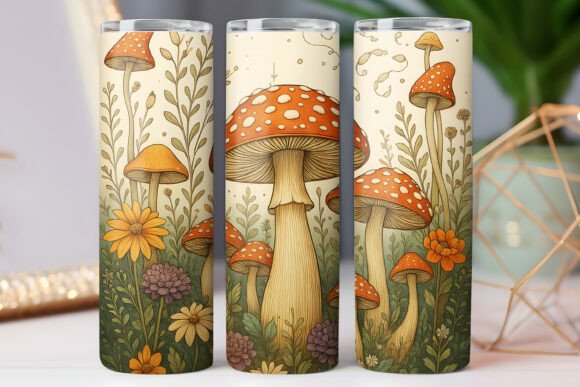Mushroom Floral Tumbler Wraps Graphics Review