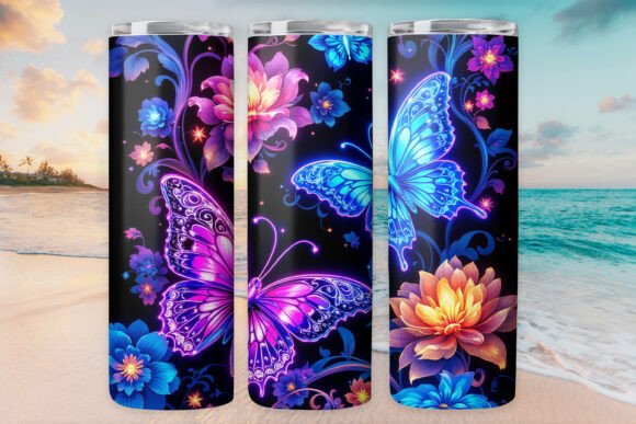 Night Butterfly Tumbler Wrap 20oz Skinny