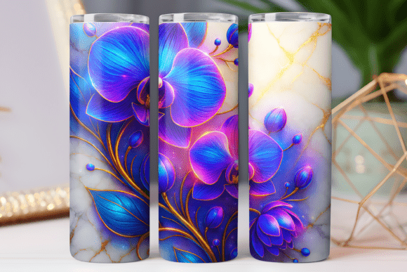 Orchid Floral Tumbler Wrap 20oz Art Png