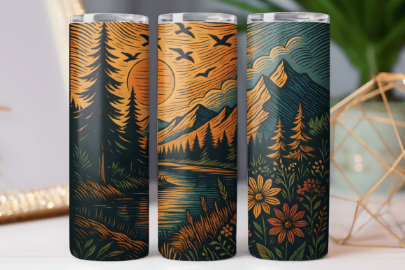 Outdoor Adventure Tumbler Wrap 20oz Art: Graphics for Tumbler Wraps