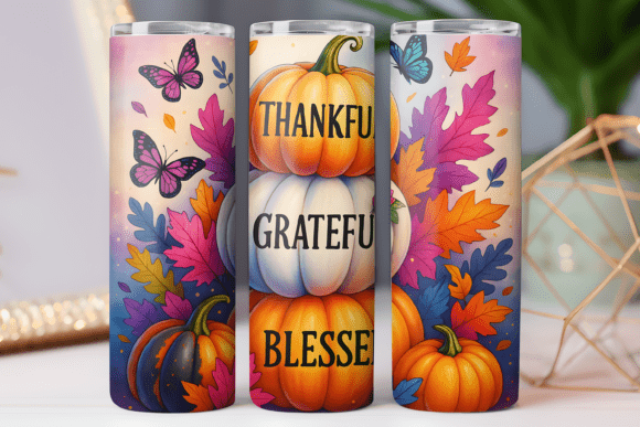 Pumpkin Thanksgiving Day Tumbler Wrap Graphics for Tumbler Wraps