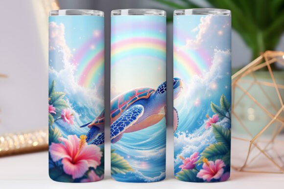 Rainbow Sea Turtle Tumbler Wrap Graphics: Freebies Review
