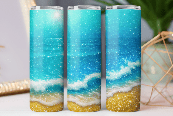 Summer Beach Tumbler Wrap Design Art Png