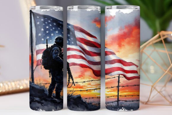 Us Veteran Tumbler Wrap Soldier 20oz PNG Graphics