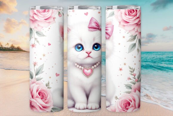 Valentine Cat Kitty Tumbler Wrap 20oz: Graphics & Tumbler Wraps