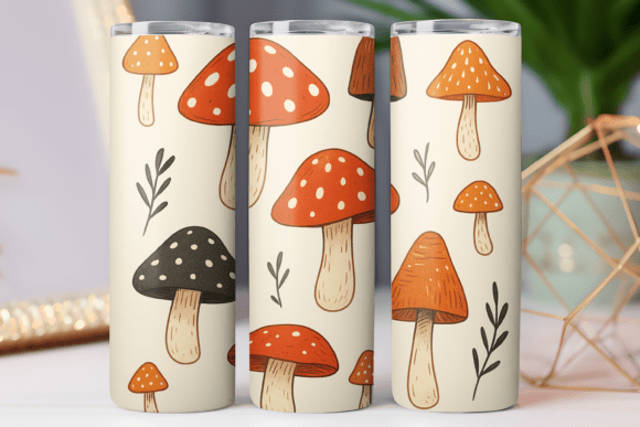Watercolor Pattern Mushroom Tumbler Wrap: Graphics & Freebies
